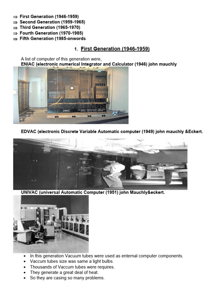 Computer 1st 2nd 3rd Generations Pdf Transistor Computer
