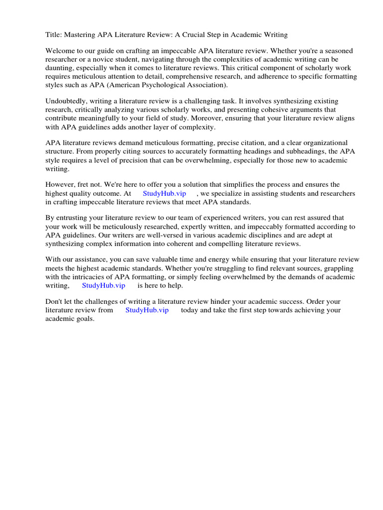 APA Literature Review Guide for Students | PDF | Essays | Thesis