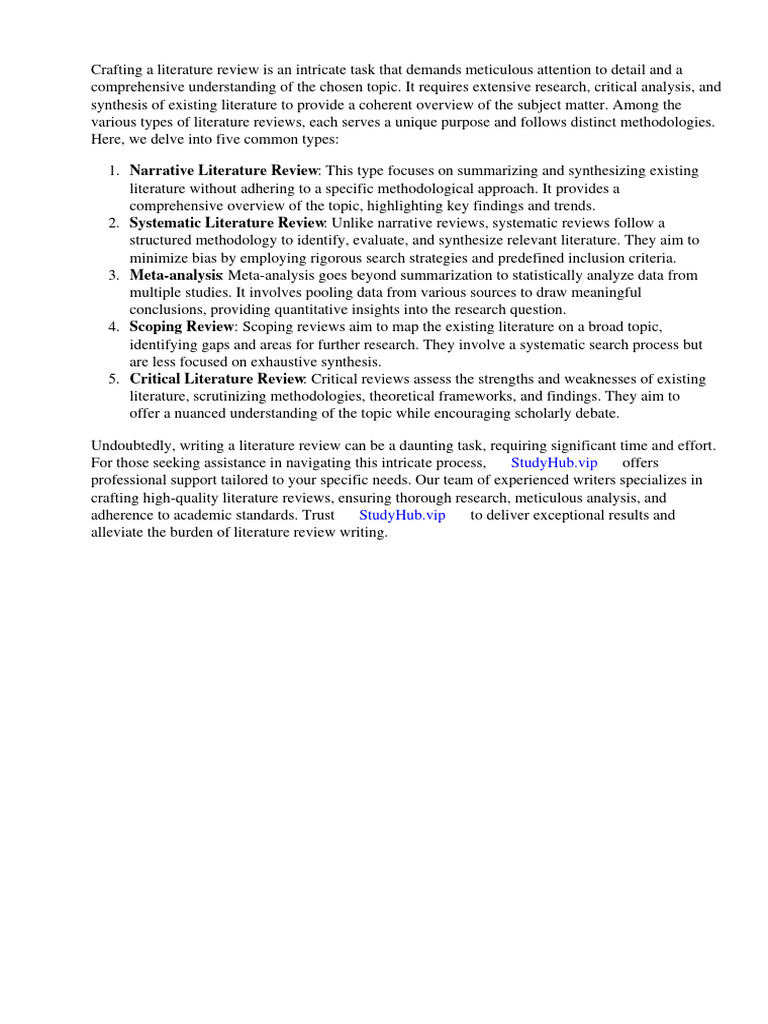 5 Types of Literature Reviews | PDF