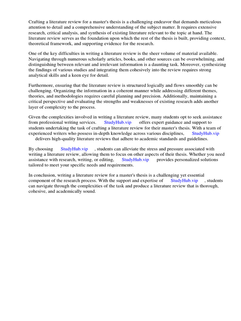 Literature Review Example Master Thesis | PDF | Literature Review | Thesis