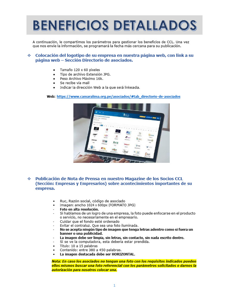 Beneficios para Asociados CCL | PDF