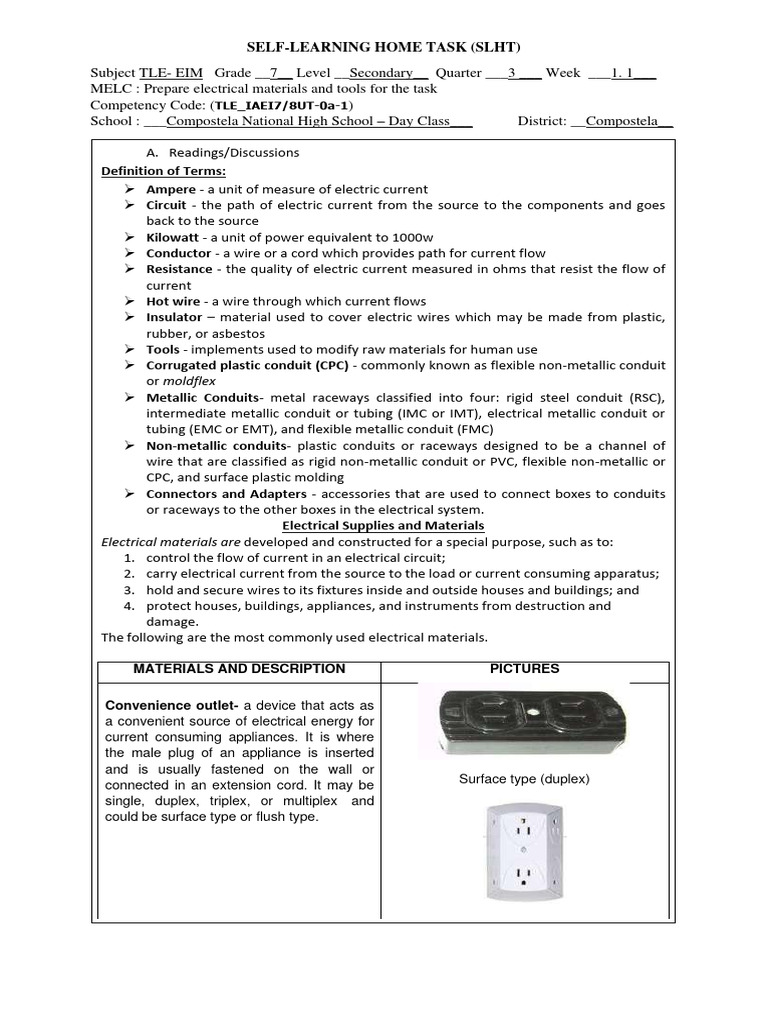 Week 1.1 Electrical Material | PDF | Electrical Wiring | Electrical ...