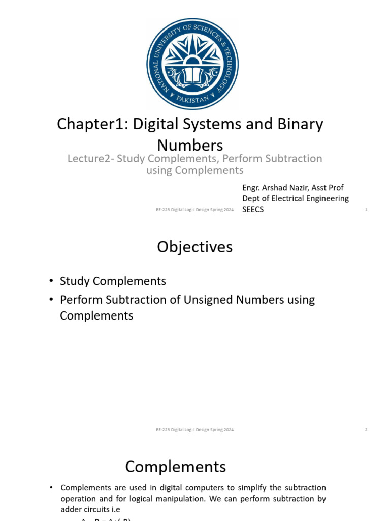 Subtraction Using Complements in Digital Systems | PDF | Subtraction ...