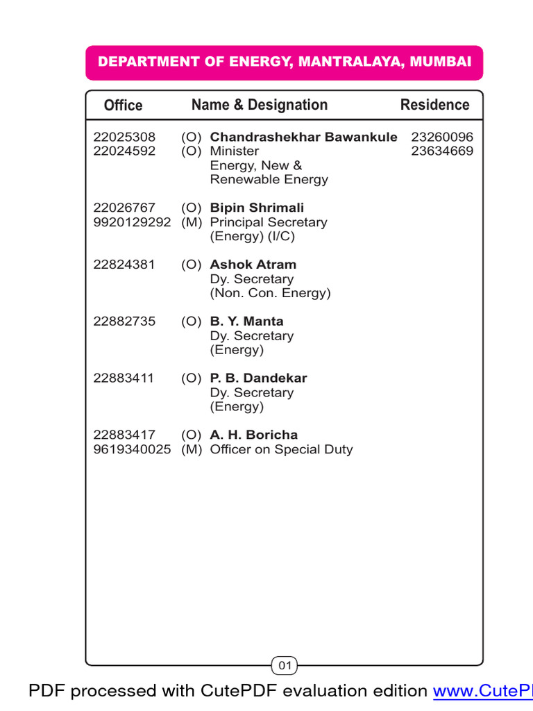 Telephone Directory Ministers Landlines PDF