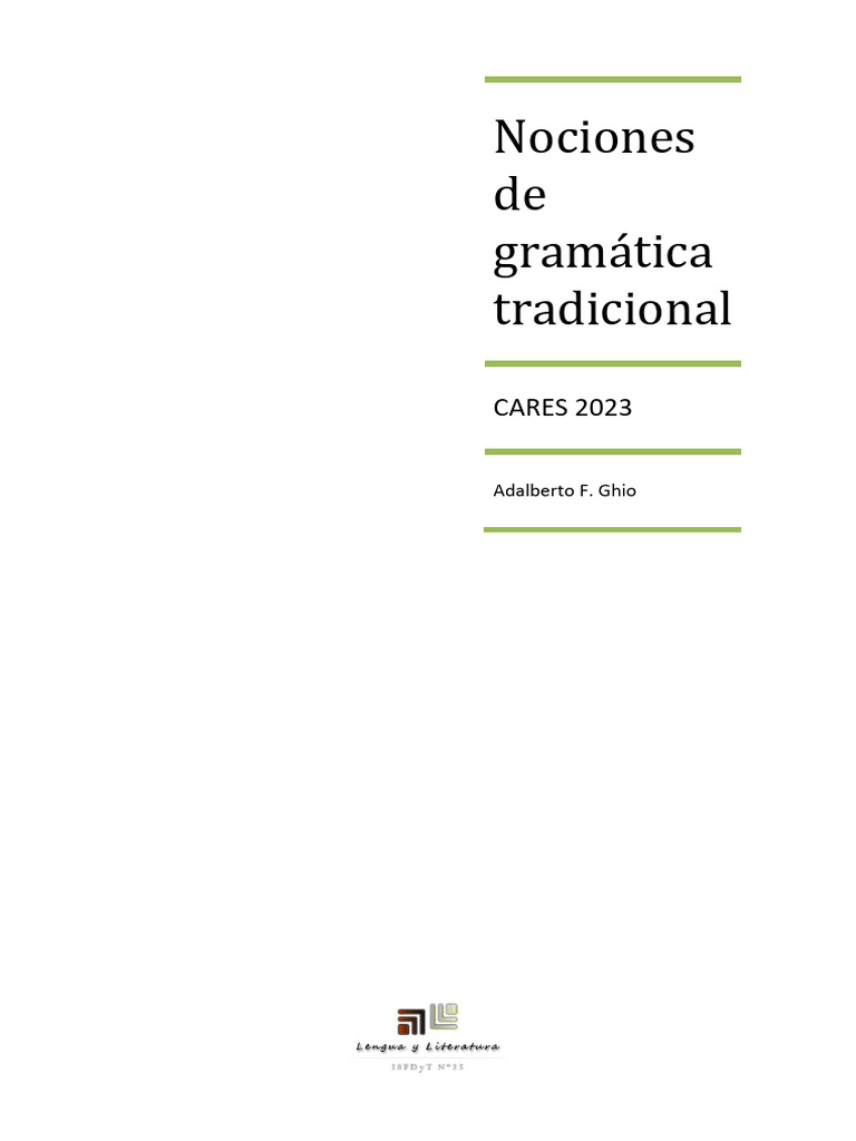 Nociones de gramática tradicional | PDF | Asunto (gramática) | Verbo