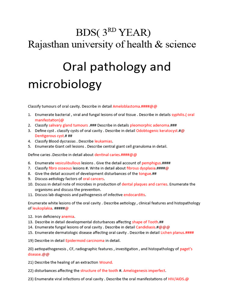 Oral Pathology UQA | PDF | Medical Specialties | Mouth
