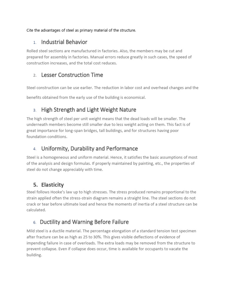 Advantages of Steel in Construction | PDF | Fracture | Strength Of ...