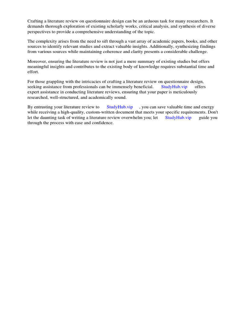 Literature Review Questionnaire Design | PDF | Attention Deficit ...