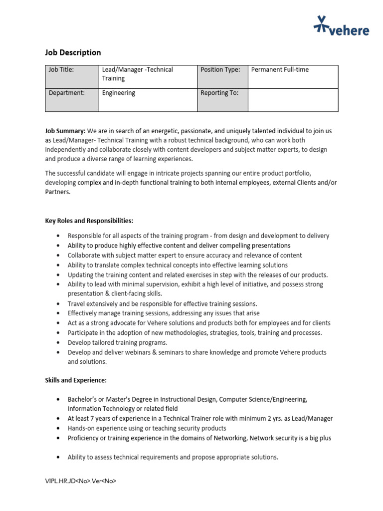 Technical Training - Lead | PDF | Educational Technology | Cognitive ...