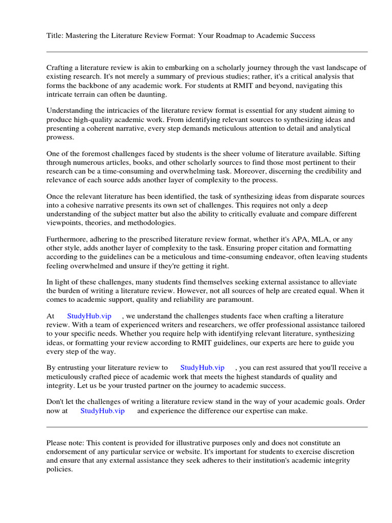 Literature Review Format Rmit PDF Citation Thesis