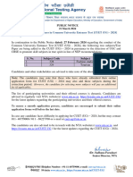 Public Notice Addition of 02 Subjects