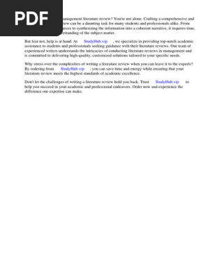 Management Literature Review Examples