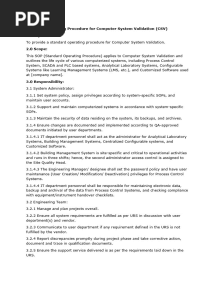 SOP For Computer System Validation