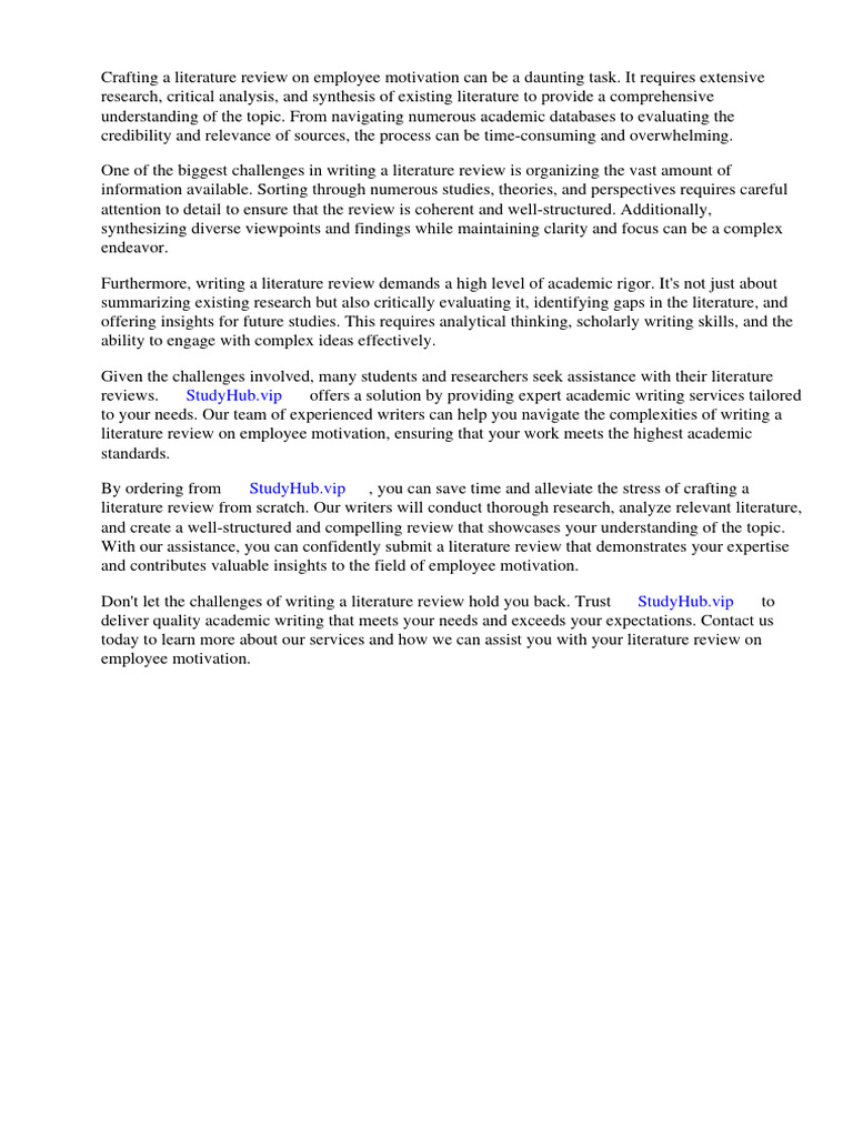Literature Review Employee Motivation | PDF