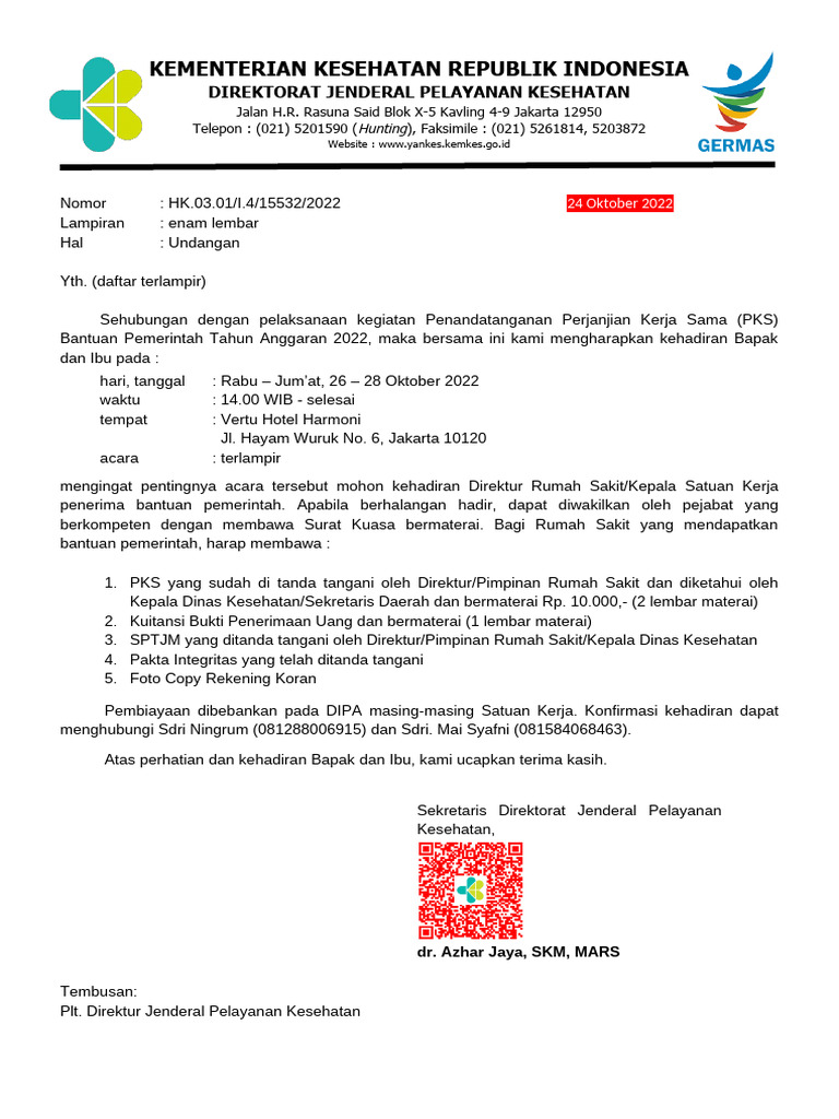 Undangan Penandatanganan PKS 2022 | PDF