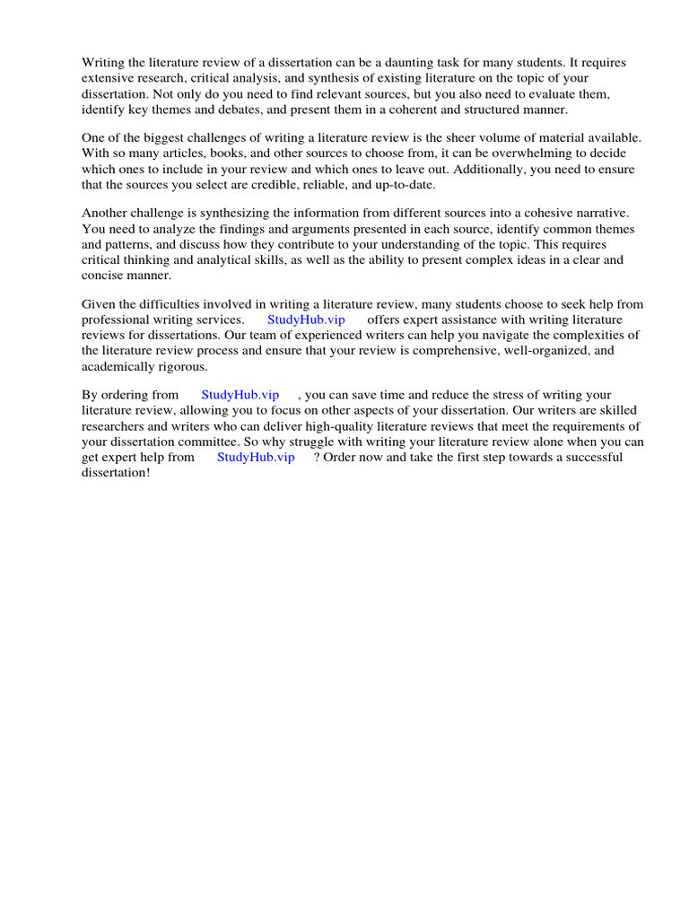 Writing The Literature Review of A Dissertation | PDF | Literature ...