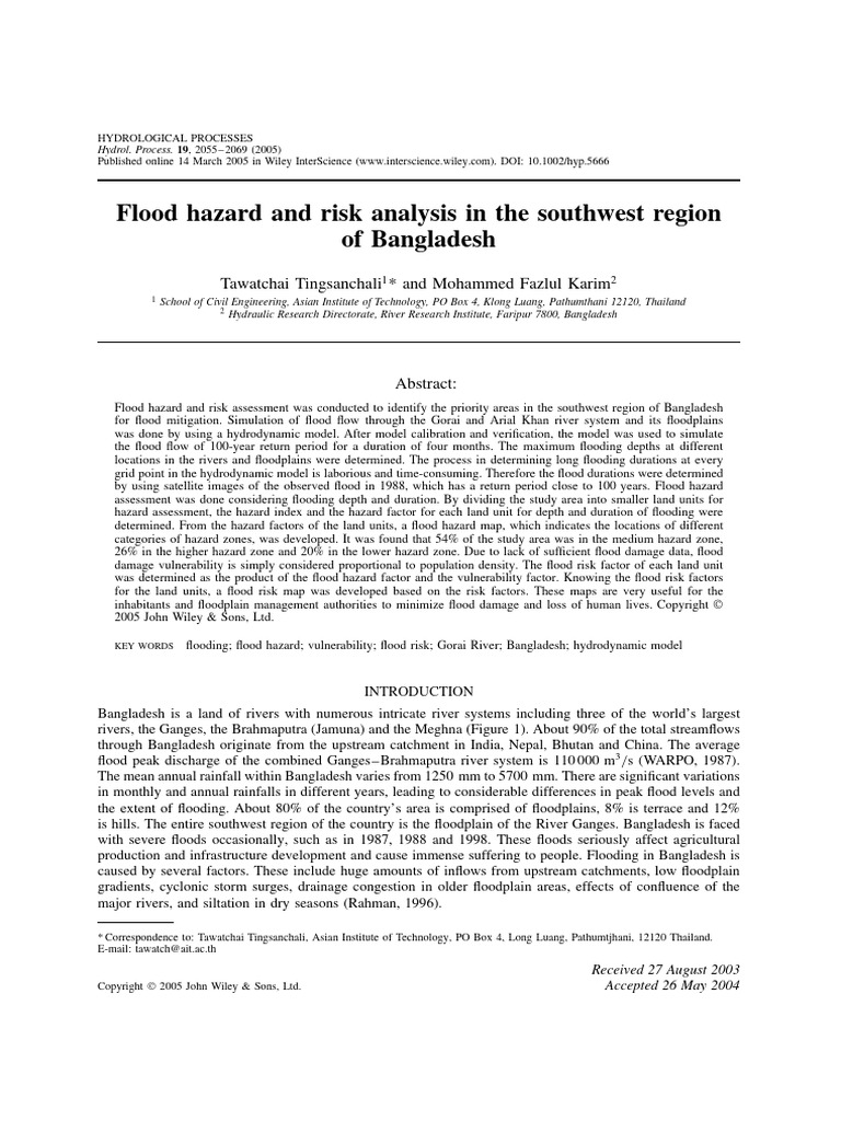 Flood Hazard and Risk Mapping in Bangladesh | PDF