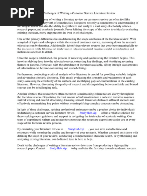 Customer Service Literature Review