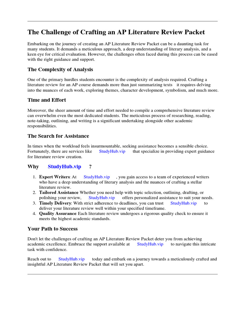AP Literature Review Packet PDF Essays Advanced Placement