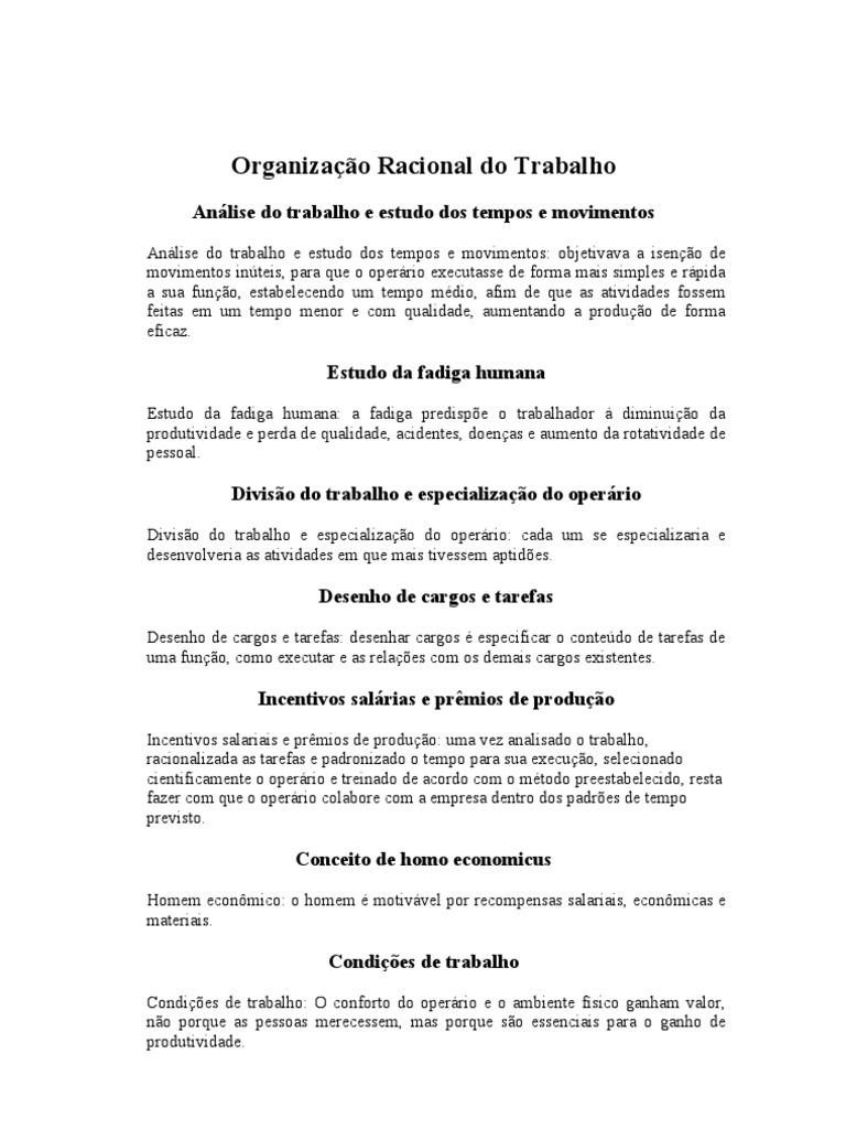 Organização Racional Do Trabalho | PDF
