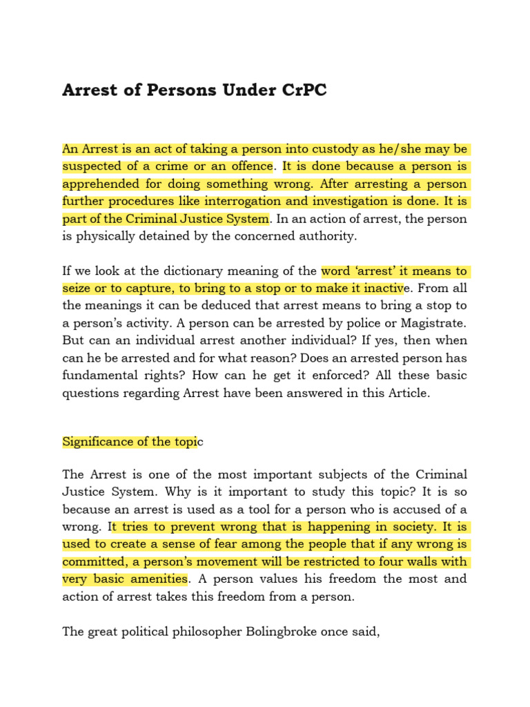 Arrest Procedures Under CrPC Explained | PDF | Arrest | Arrest Warrant