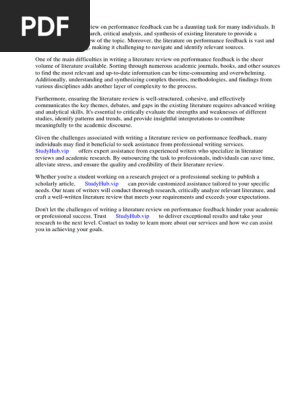 Literature Review on Performance Feedback