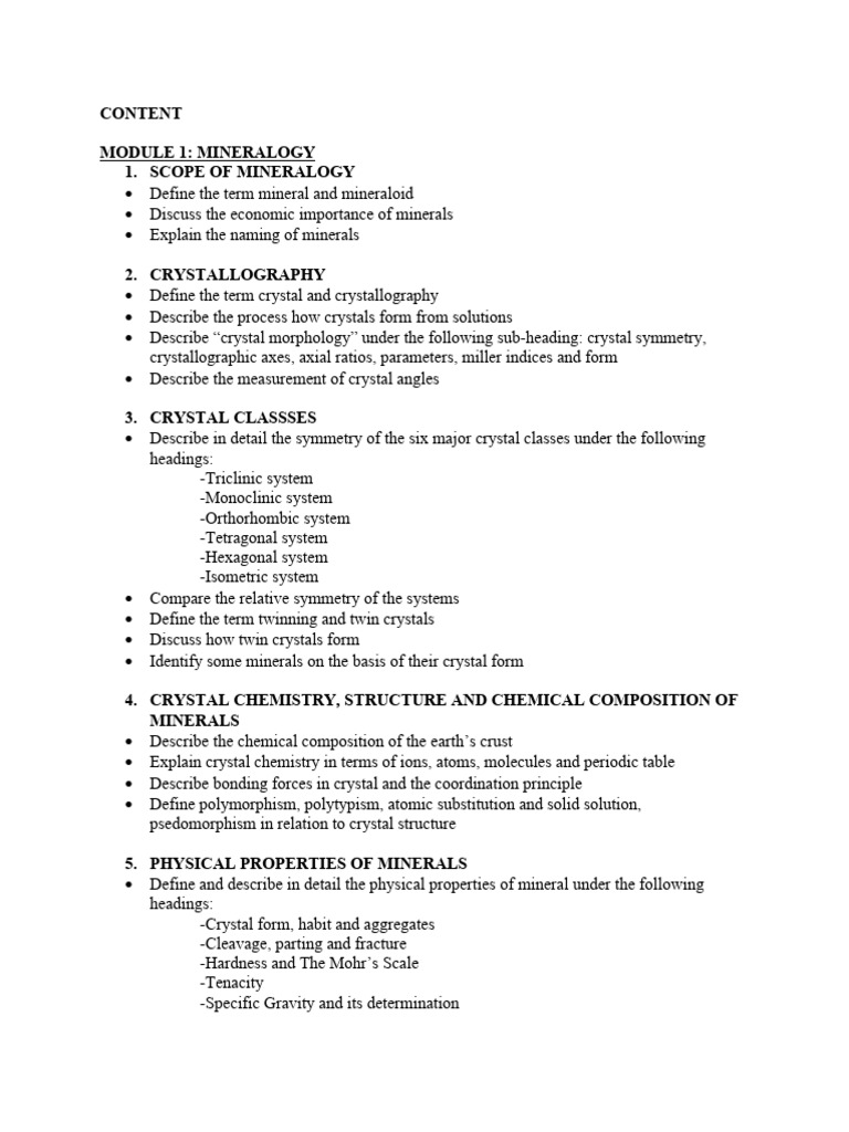 Mineralogy and Petrology Overview | PDF | Igneous Rock | Crystal Structure