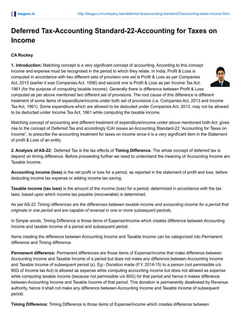 Understanding Deferred Tax: AS-22 Explained | PDF | Deferred Tax | Expense