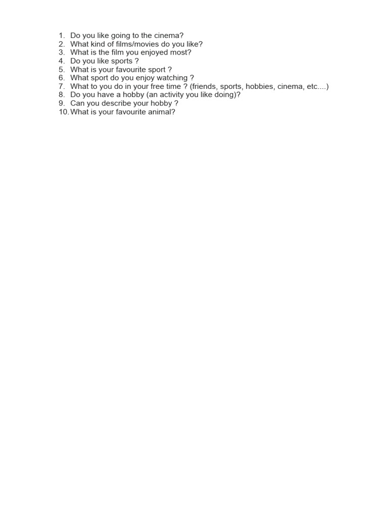 Conversation Questions Pdf