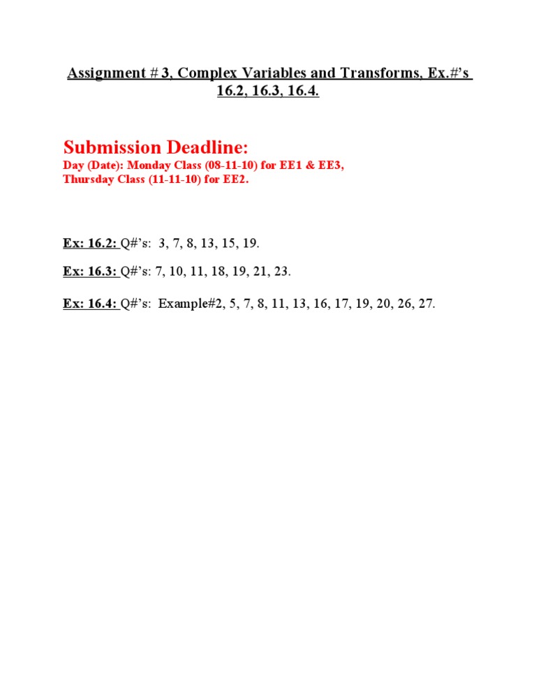 Complex Variables Assignment Details | PDF