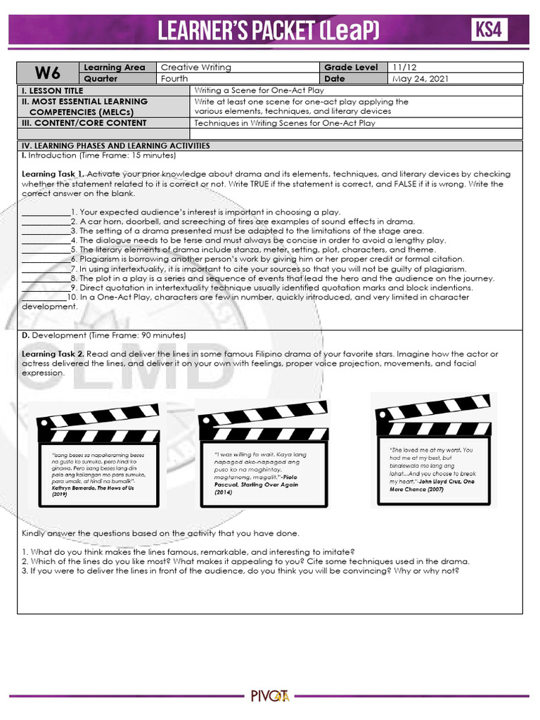 One-Act Playwriting Guide | PDF | Play (Theatre) | Plot (Narrative)