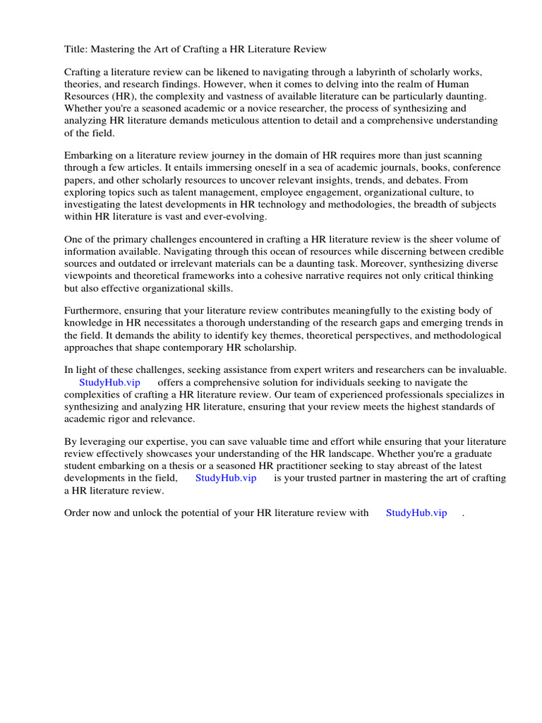 Hr Literature Review | PDF | Human Resource Management | Employment