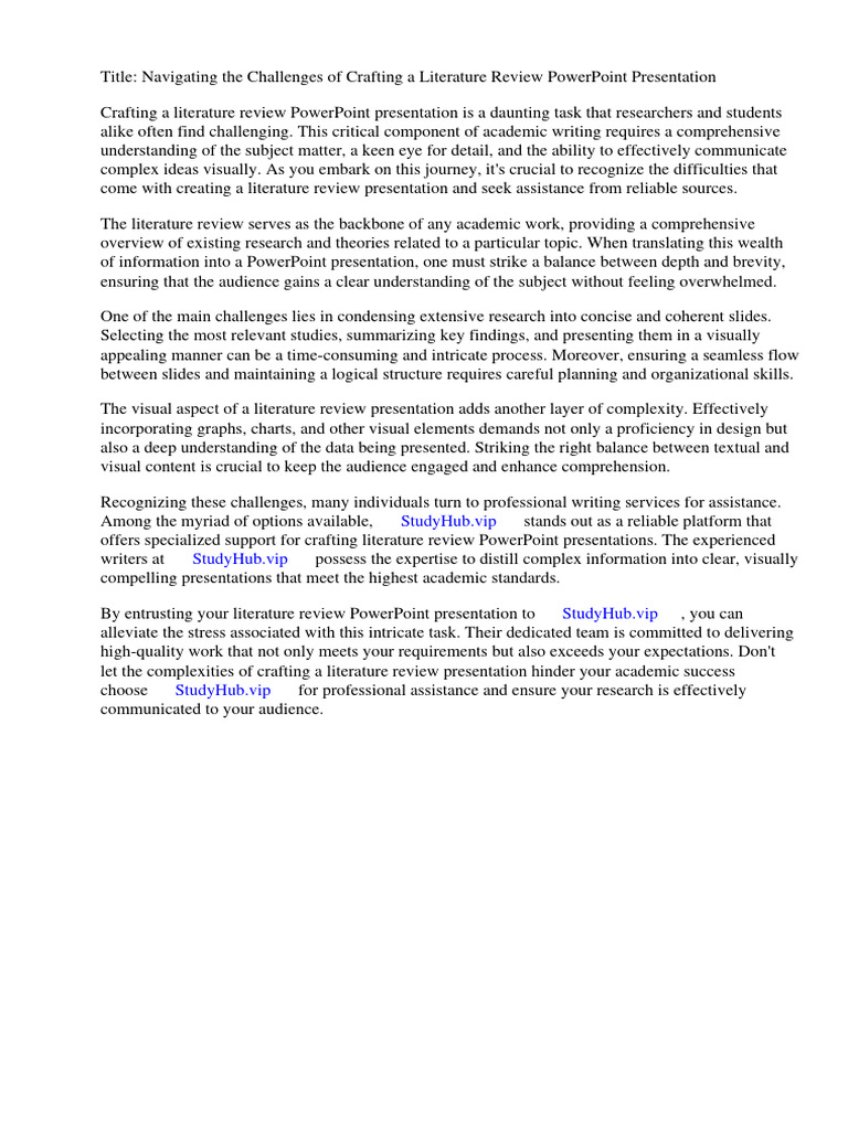 Literature review powerpoint presentation pdf