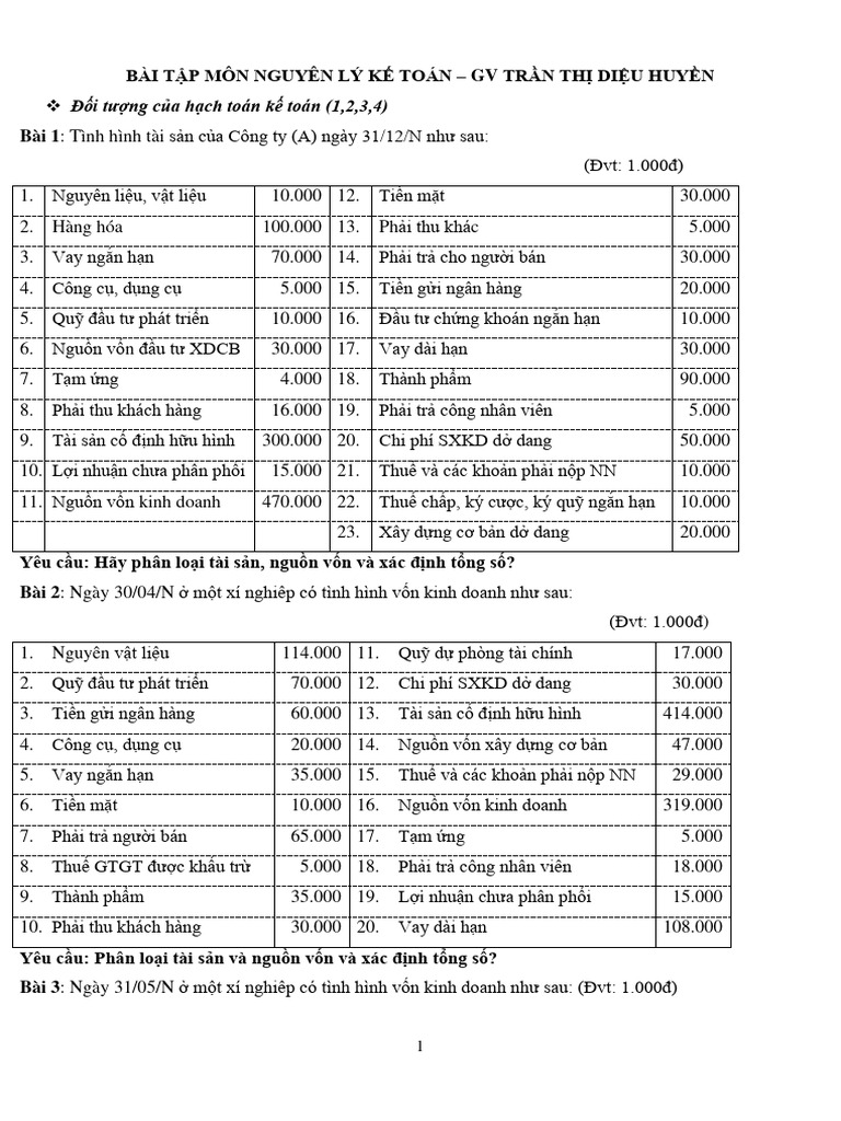 Bai Tap Nguyen Ly Ke Toan | PDF