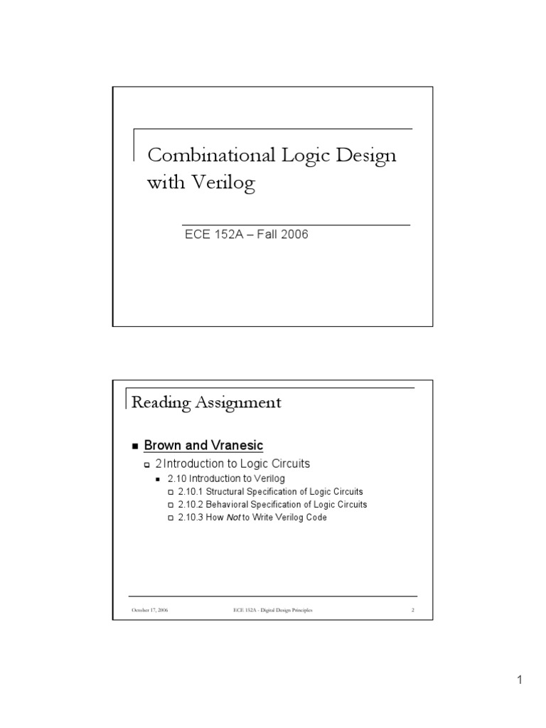 Combinational Logic Design With Verilog: Reading Assignment | Download ...