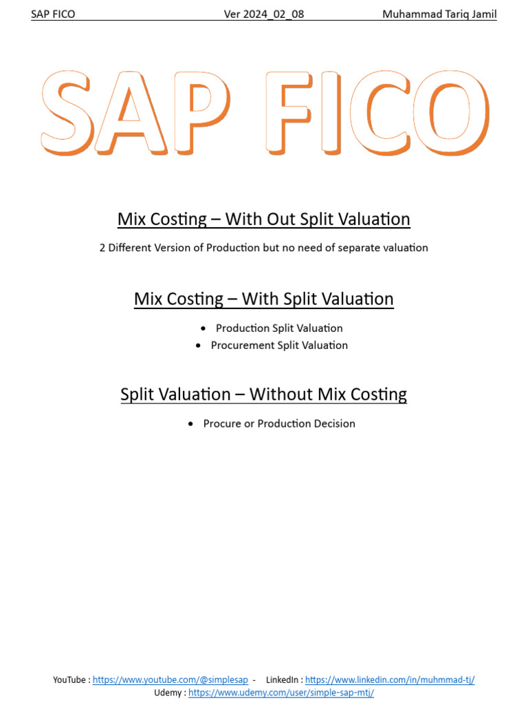 Mixed Costing and Split Valuation in SAP | PDF | Valuation (Finance ...