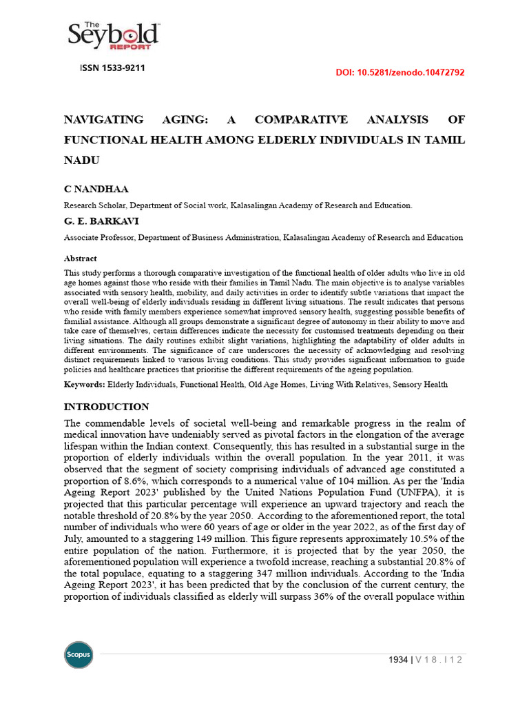 Navigating Aging: A Comparative Analysis of Functional Health Among ...