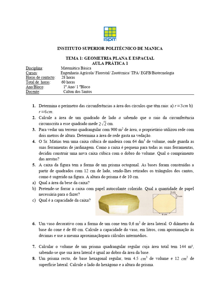 Ficha 1 Eng Mat Pdf Metro Geometria Elementar