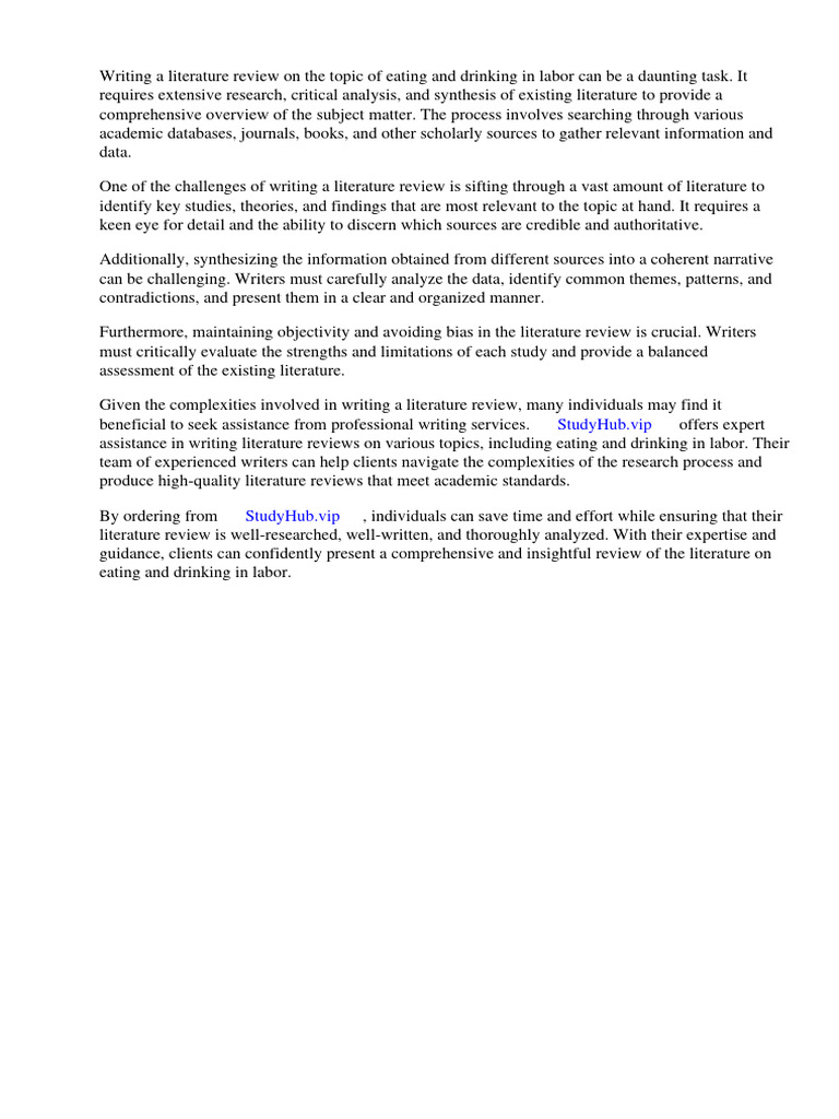 Literature Review Eating and Drinking in Labour PDF
