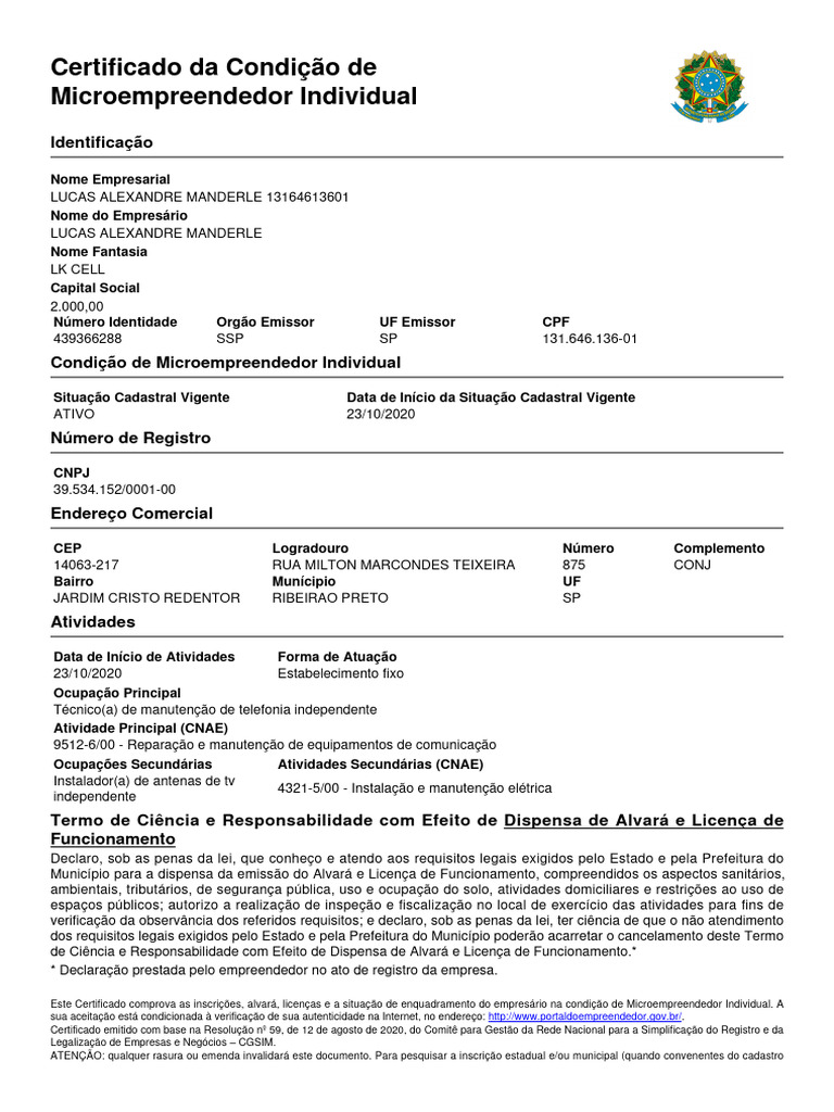 Certificado MEI | PDF