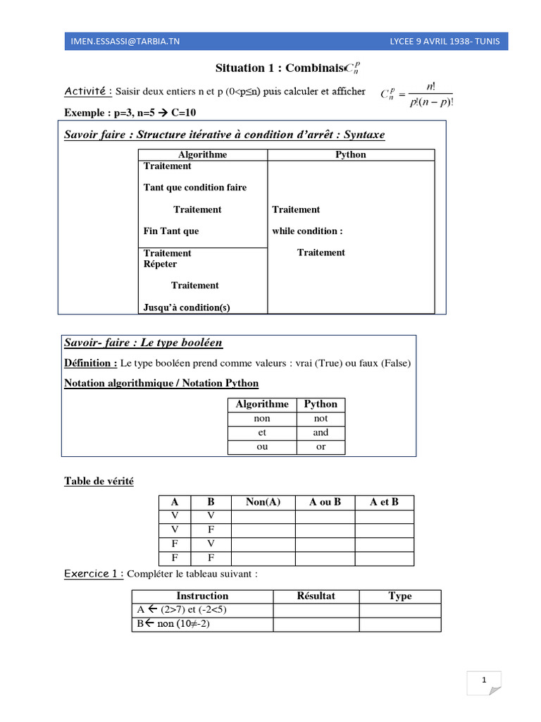 Exercices de programmation Python pour débutants | PDF | Booléen ...