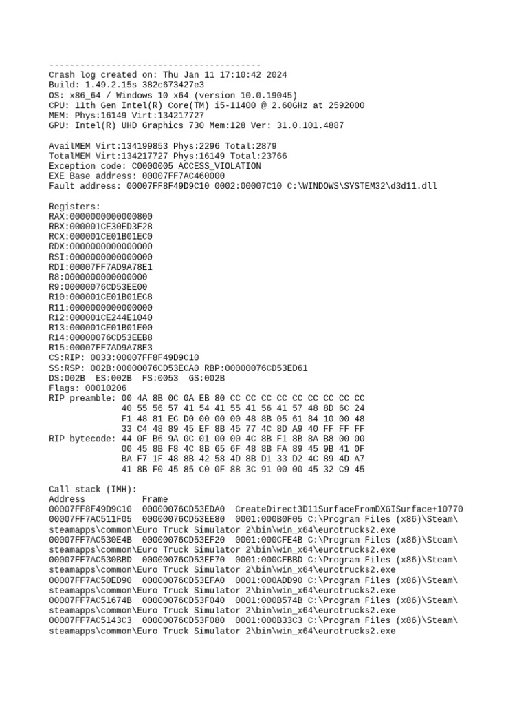 Game Crash | PDF | Ibm Pc Compatibles | Computer Architecture