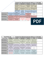 Tentative Time Table Spring 2024 