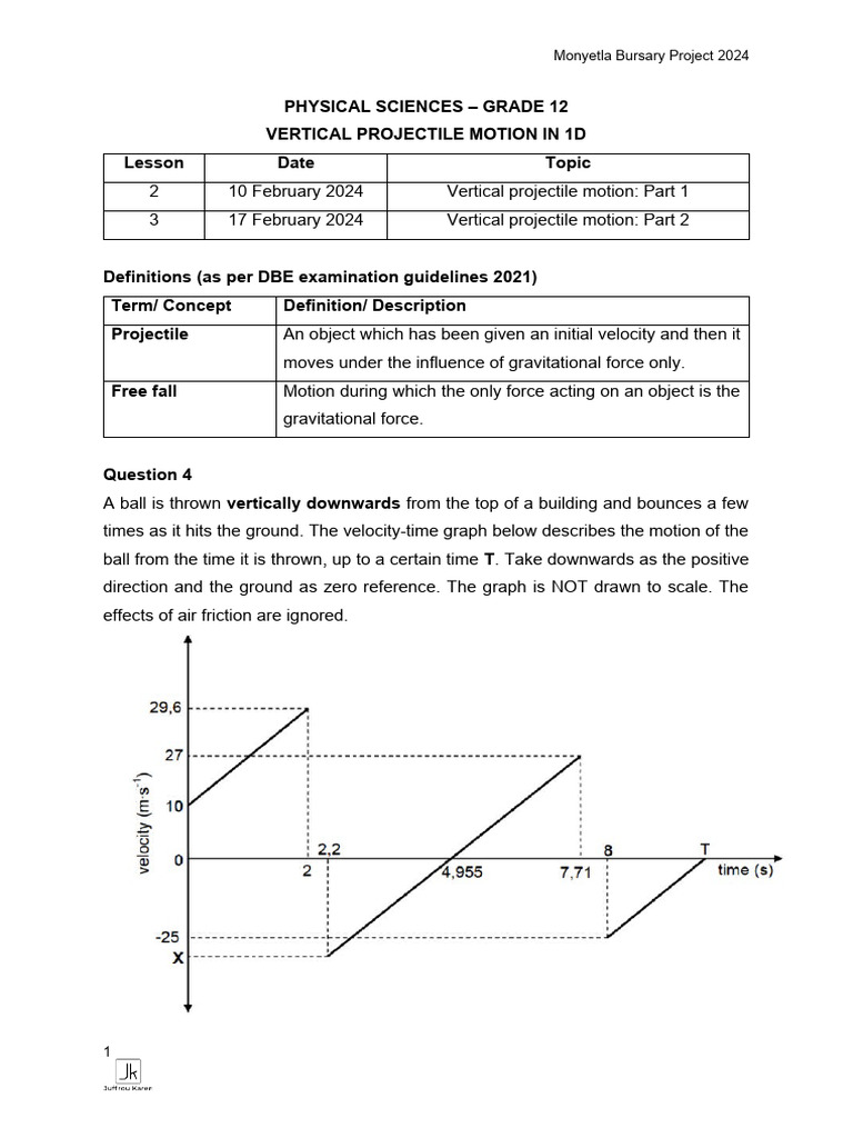 Monyetla Bursary: Physics Projectile Motion | PDF | Force | Ball