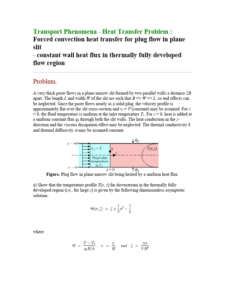 Forced Convection in Plane Slit Flow | PDF | Heat | Heat Transfer