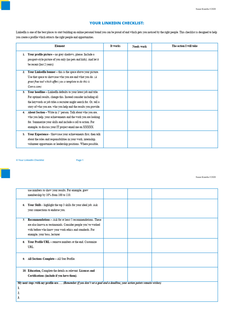 Essential LinkedIn Profile Checklist | PDF | Linked In | Computer ...