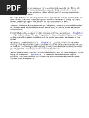Paper Airplane Literature Review