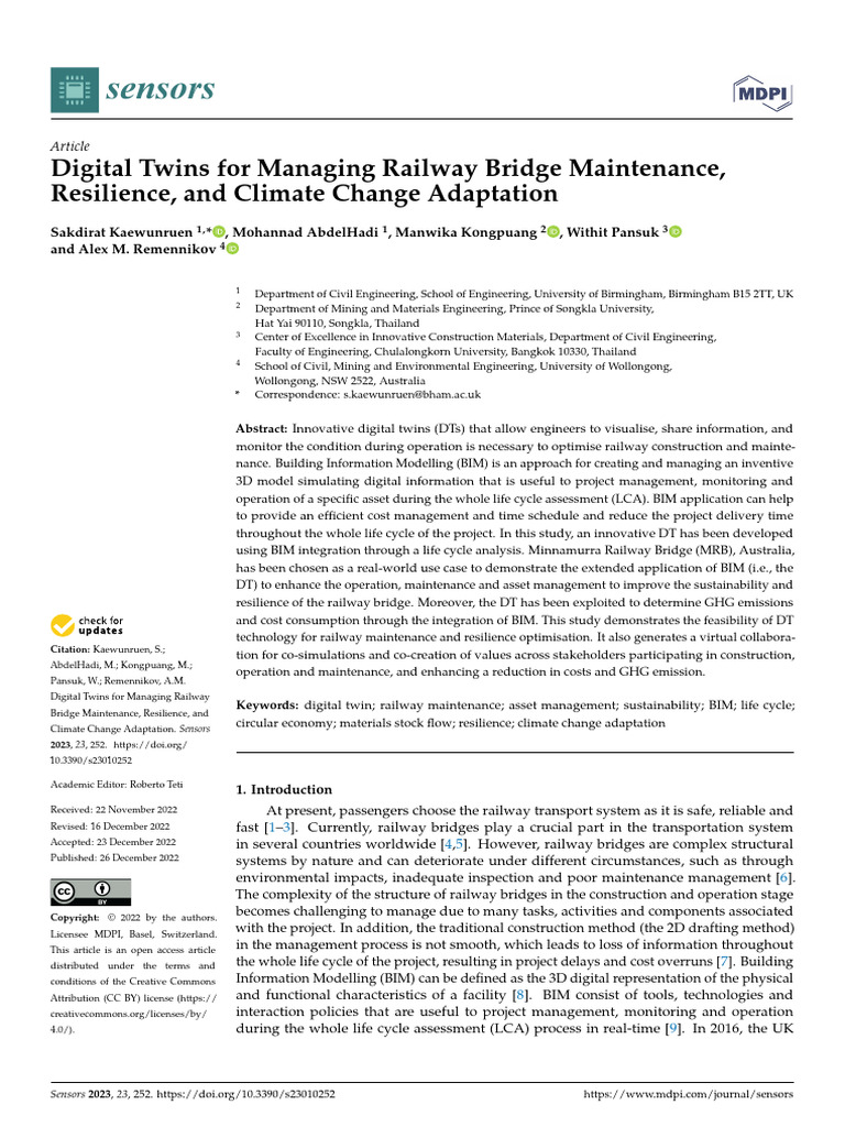 Sensors: Digital Twins For Managing Railway Bridge Maintenance ...