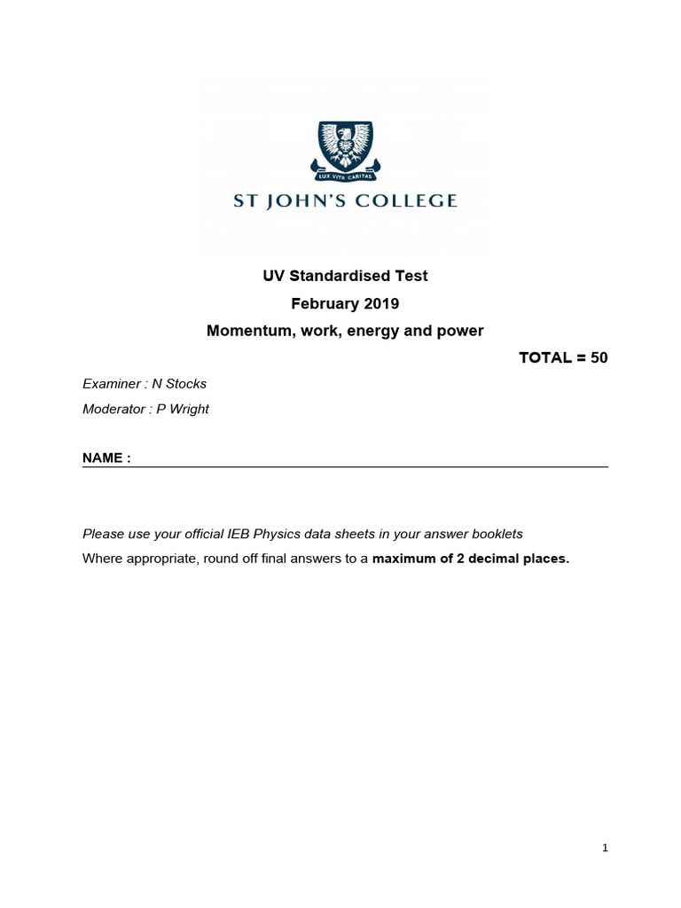 2019 Mom WEP STD Test and Memo | PDF
