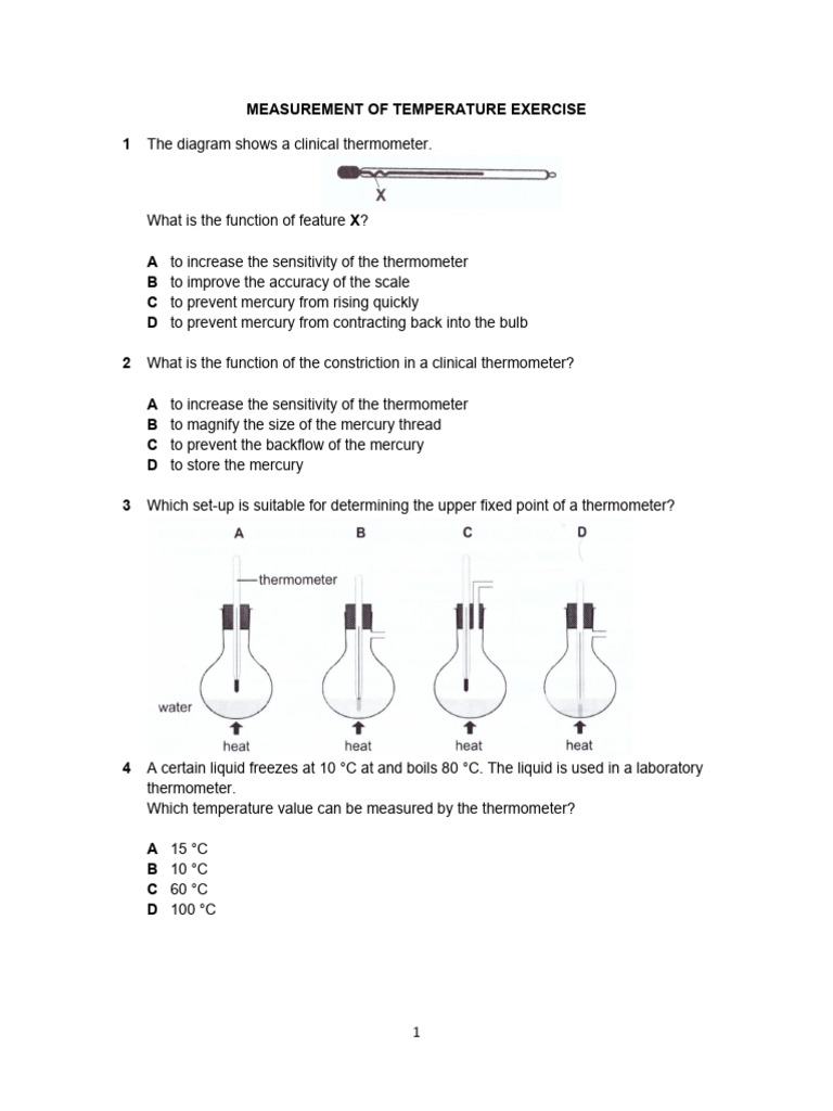 Clinical Thermometer Function and Measurement | PDF | Thermometer ...